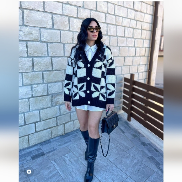 Zara Checkered Knit Jacquard Cardigan Bloggers Favorite - Picture 6 of 6